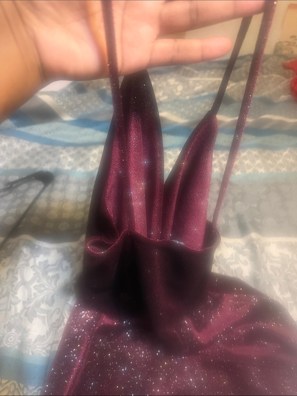 Women's Sparkle Burgundy Slip Skirt - Picture 2 of 3